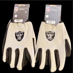 NFL Las Vegas Raiders Colored Palm Utility Gloves Gray w/ Black palms